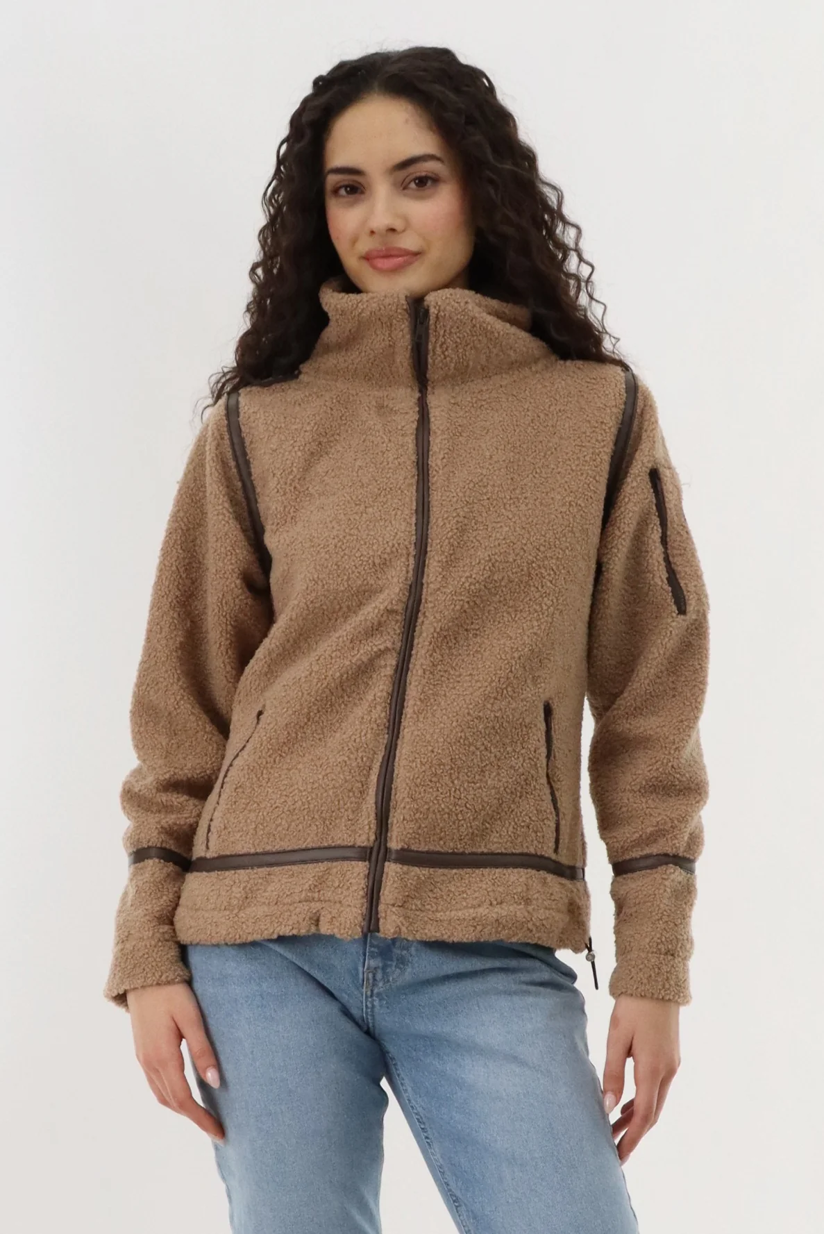 Canada Weather Gear Sherpa Contrast Lightweight Jacket - Camel