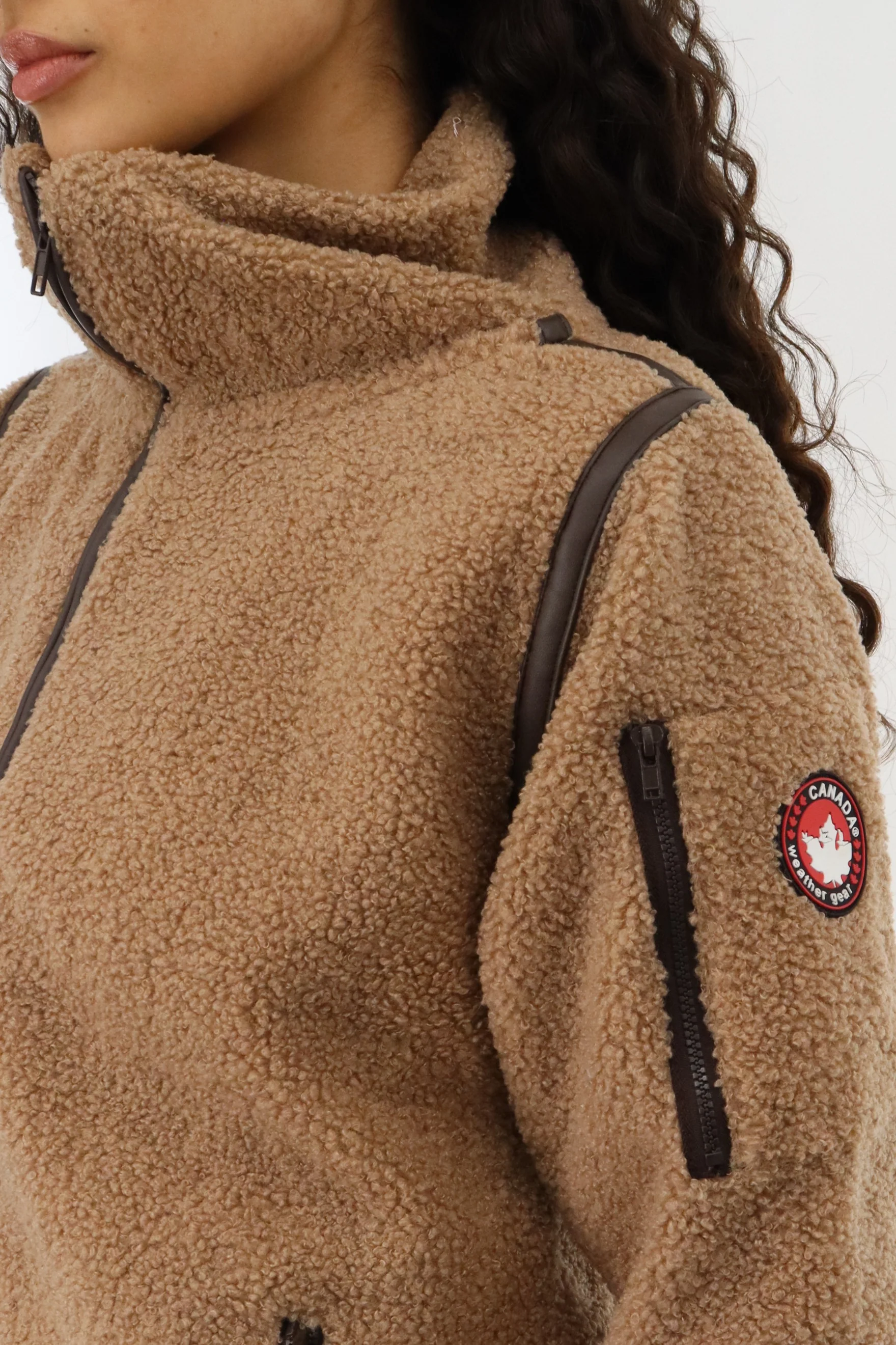 Canada Weather Gear Sherpa Contrast Lightweight Jacket - Camel - Image 4