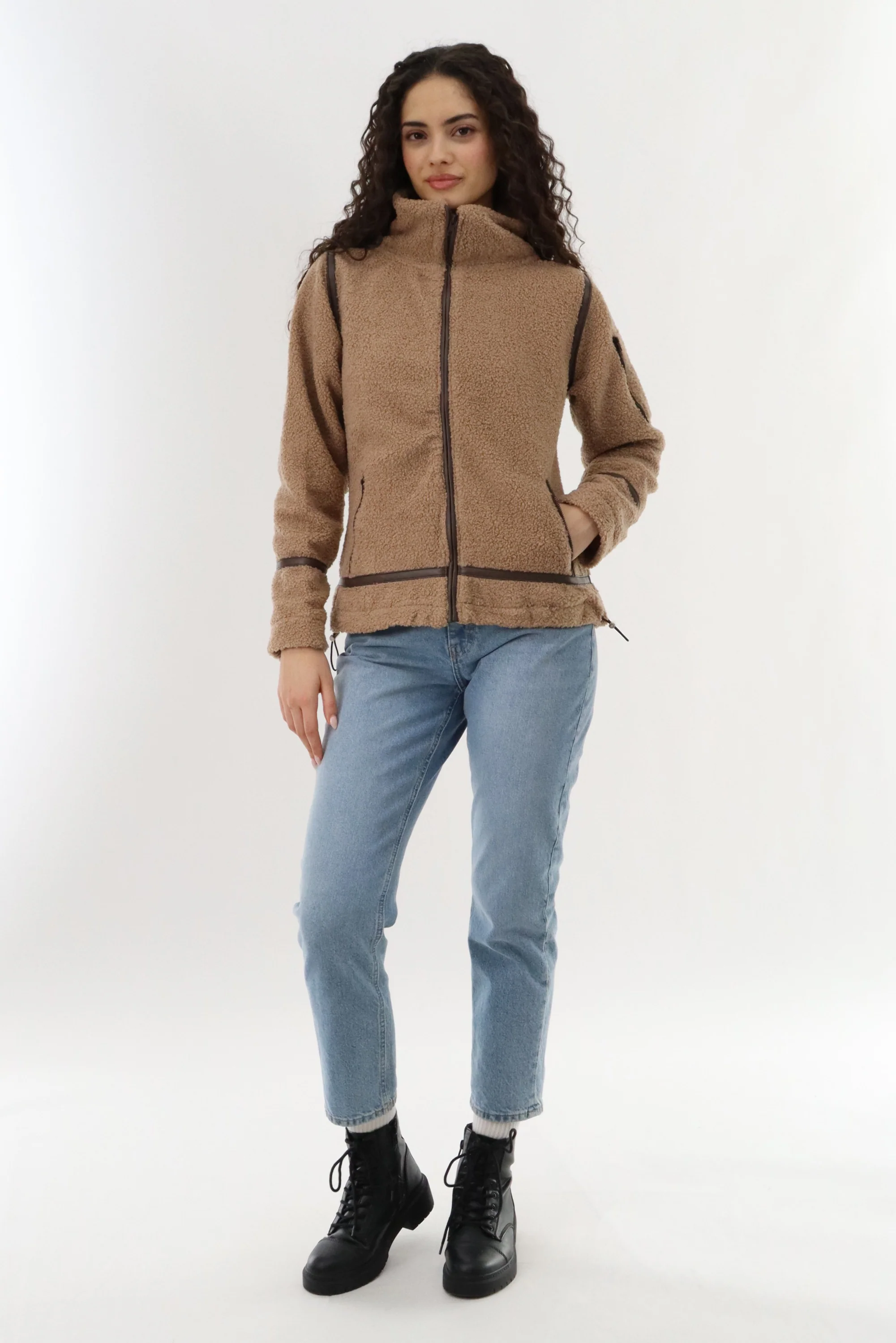 Canada Weather Gear Sherpa Contrast Lightweight Jacket - Camel - Image 5