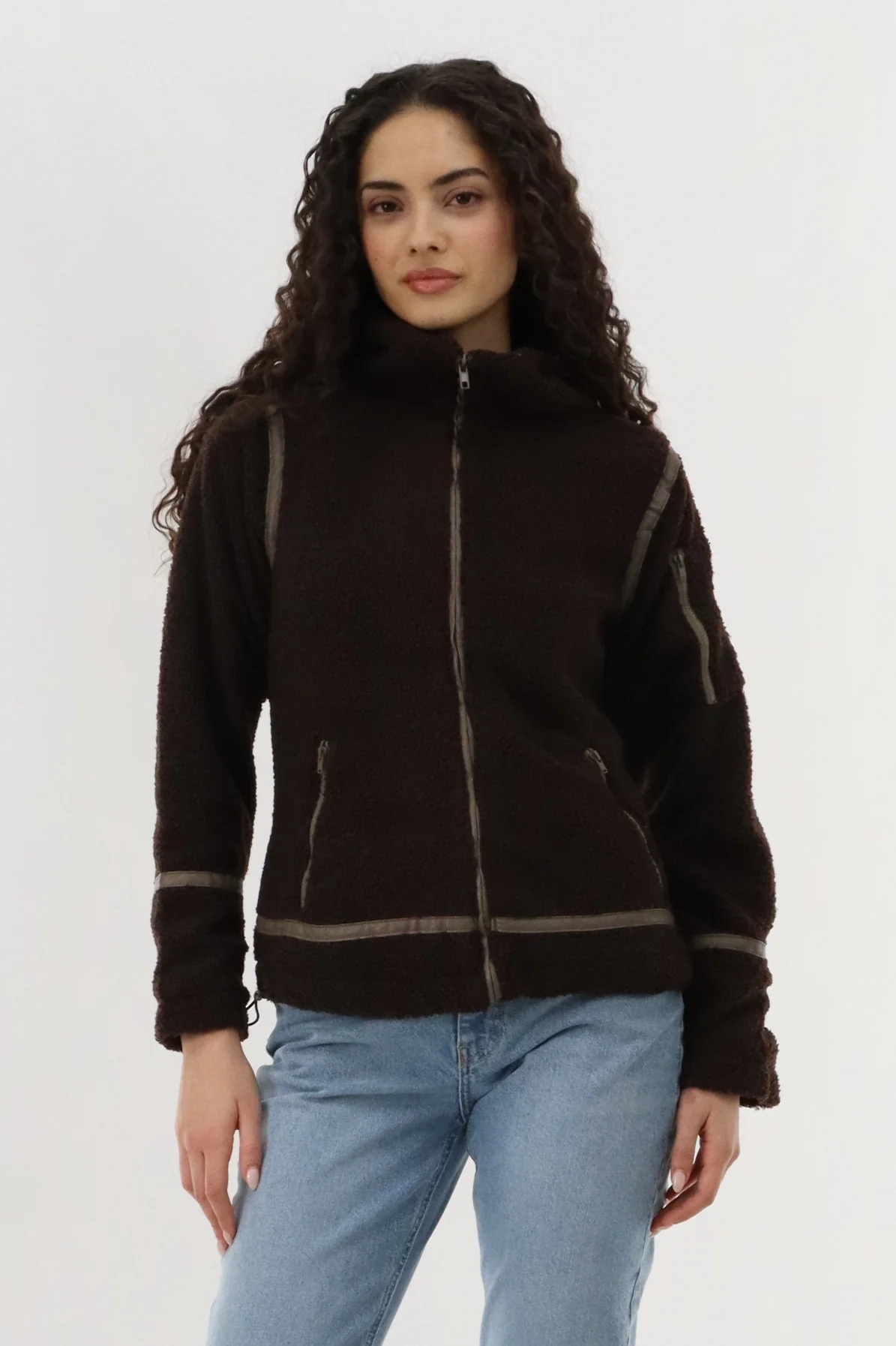 Canada Weather Gear Sherpa Contrast Lightweight Jacket - Brown