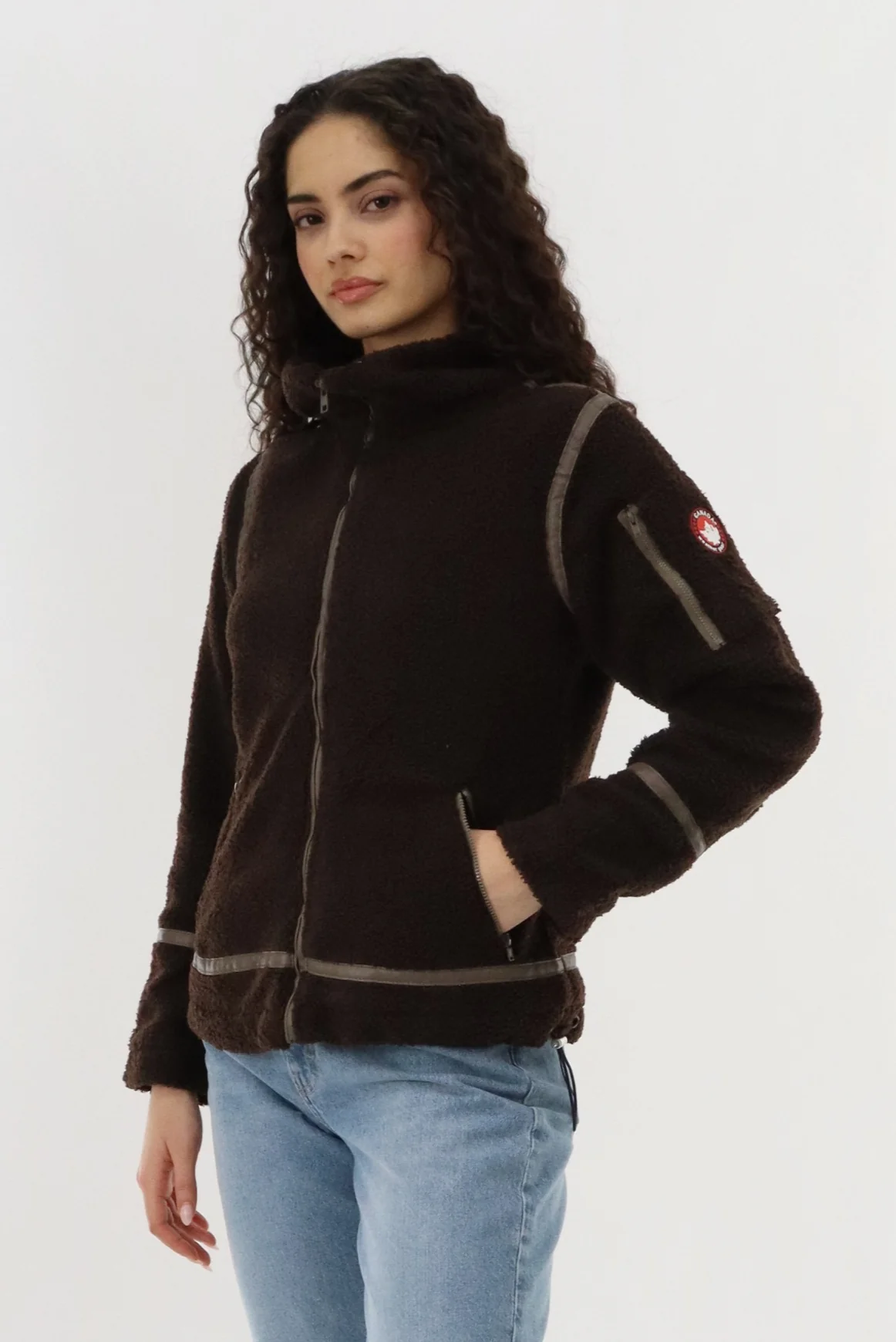 Canada Weather Gear Sherpa Contrast Lightweight Jacket - Brown - Image 2