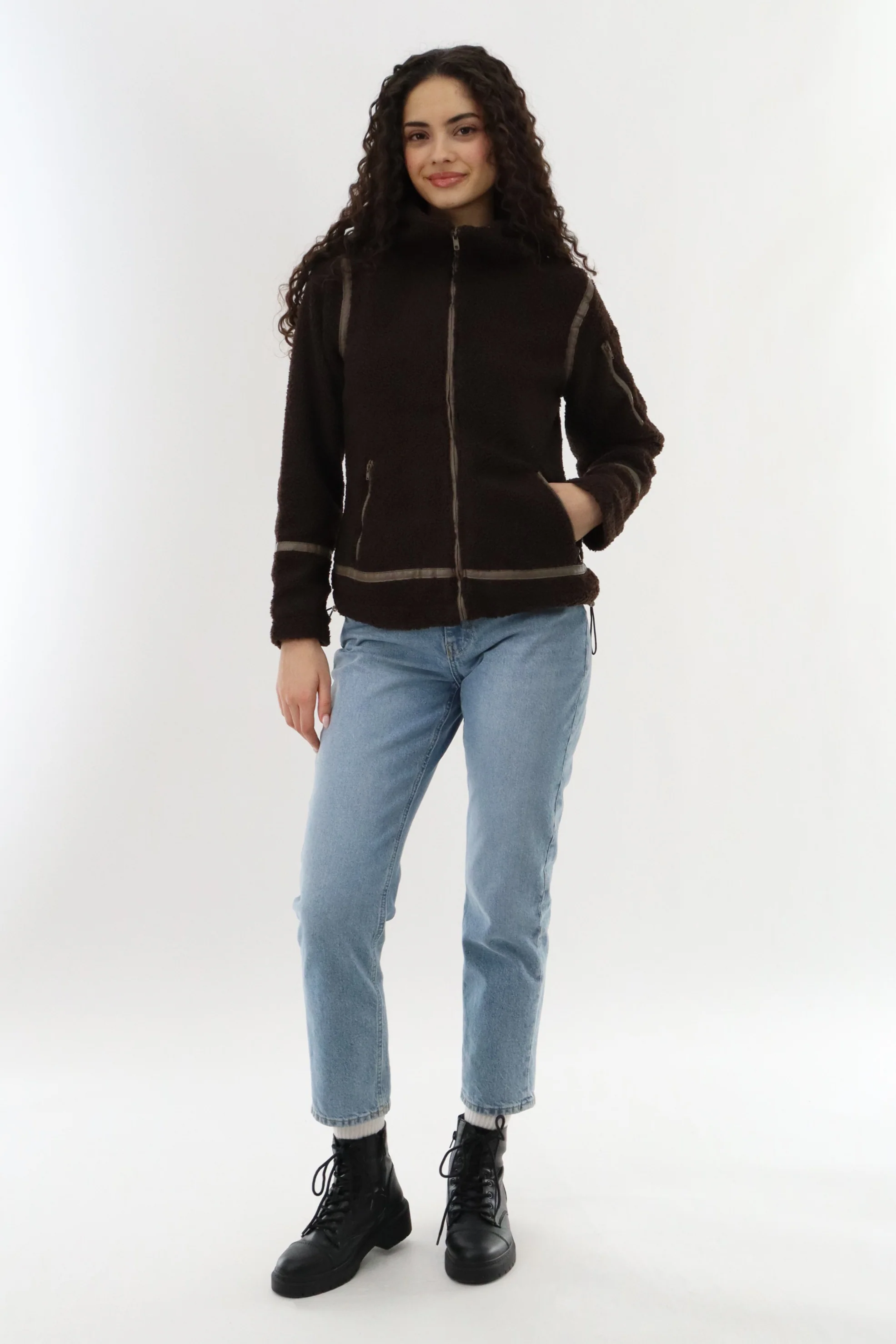 Canada Weather Gear Sherpa Contrast Lightweight Jacket - Brown - Image 5