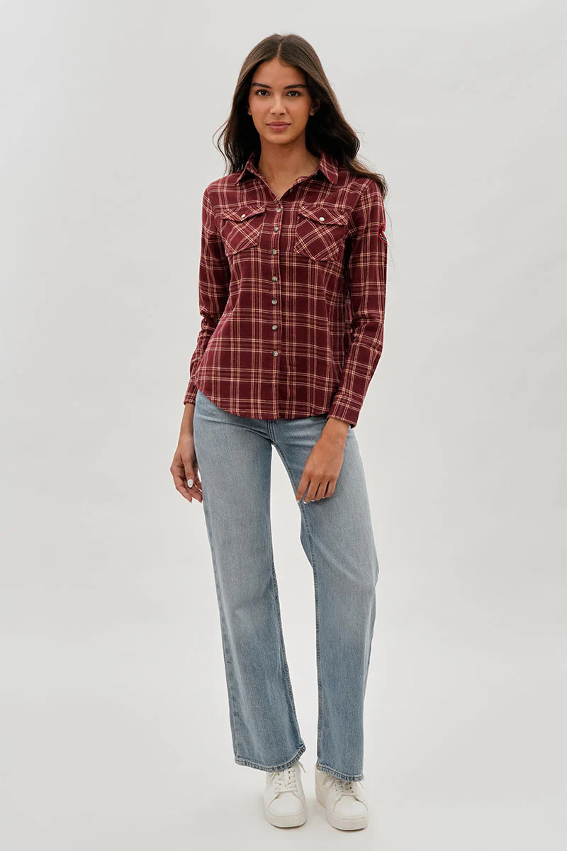 Canada Weather Gear Plaid Button Up Shirt - Burgundy - Image 5