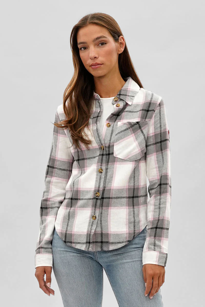 Canada Weather Gear Button Up Flannel Shirt - White