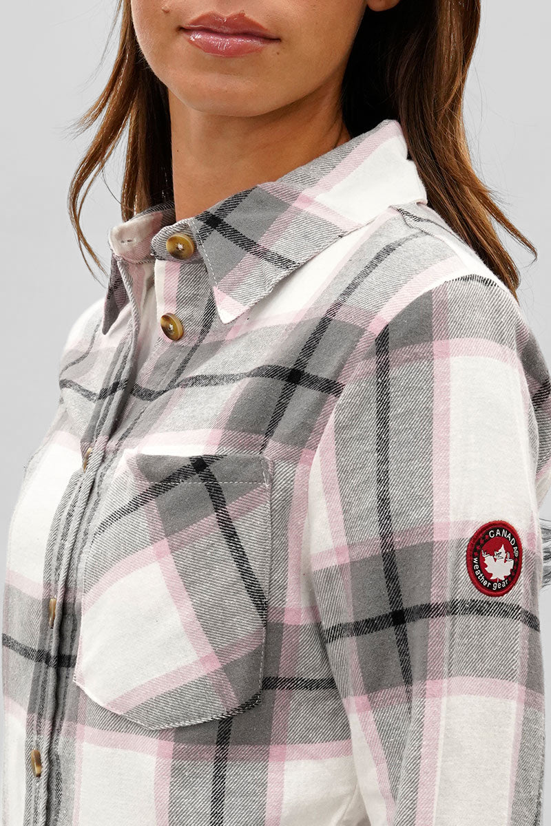 Canada Weather Gear Button Up Flannel Shirt - White - Image 4