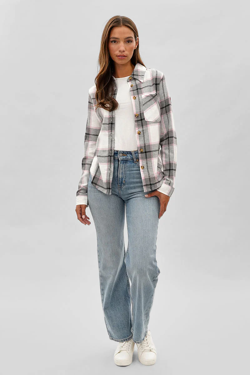 Canada Weather Gear Button Up Flannel Shirt - White - Image 5
