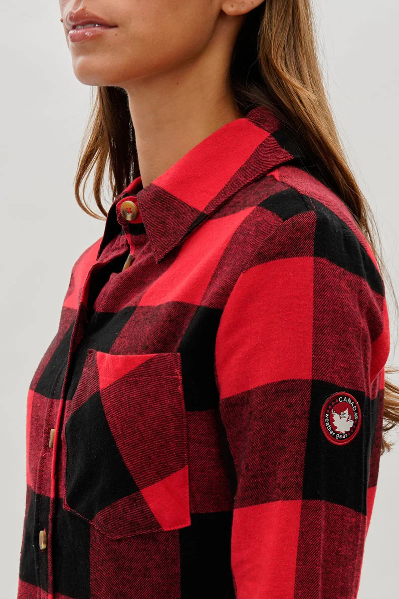 Canada Weather Gear Button Up Flannel Shirt - Red - Image 4