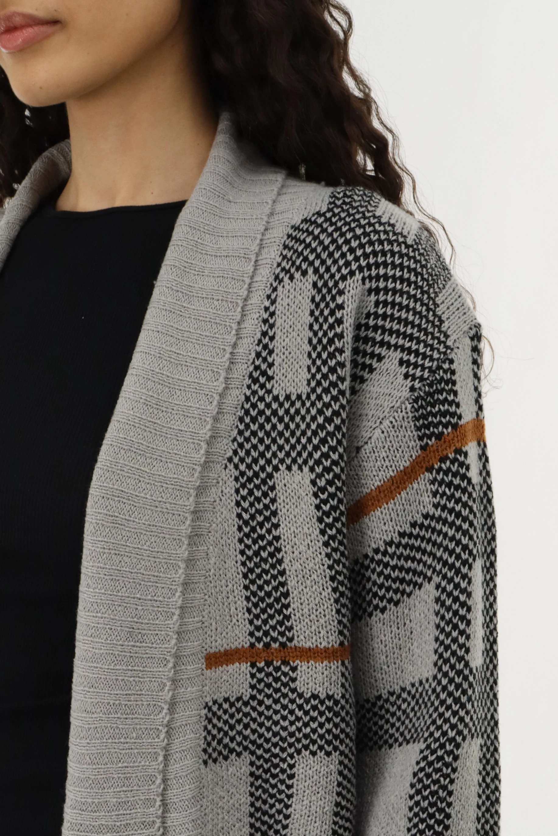 Canada Weather Gear Printed Knit Open Cardigan - Grey - Image 4
