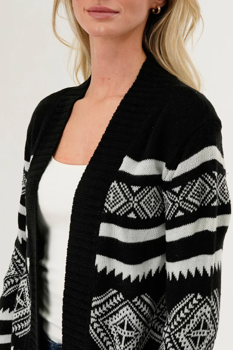 Canada Weather Gear Fair Isle Print Cardigan - Black - Image 4