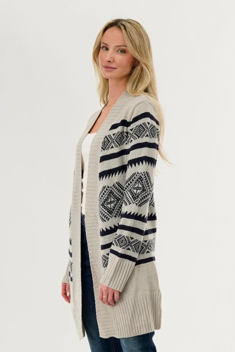 Canada Weather Gear Fair Isle Print Cardigan - Grey - Image 2