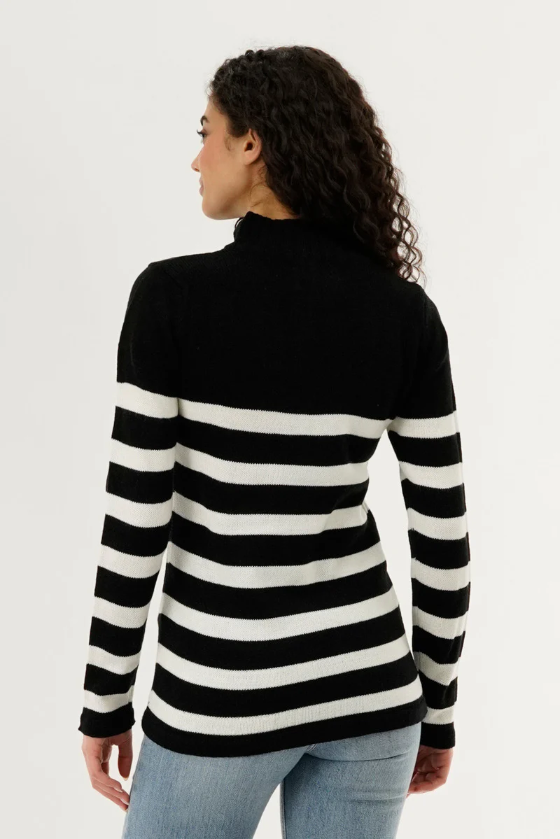 Canada Weather Gear Striped Half Zip Pullover Sweater - Black - Image 3