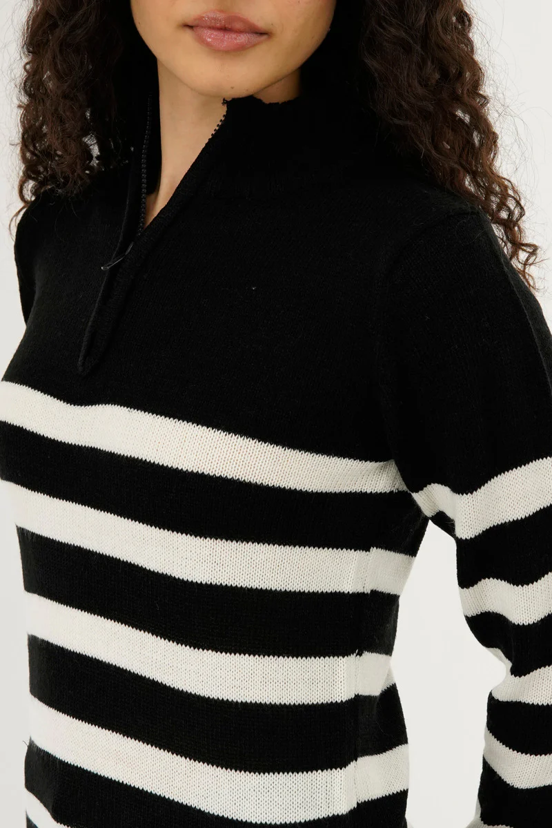 Canada Weather Gear Striped Half Zip Pullover Sweater - Black - Image 4