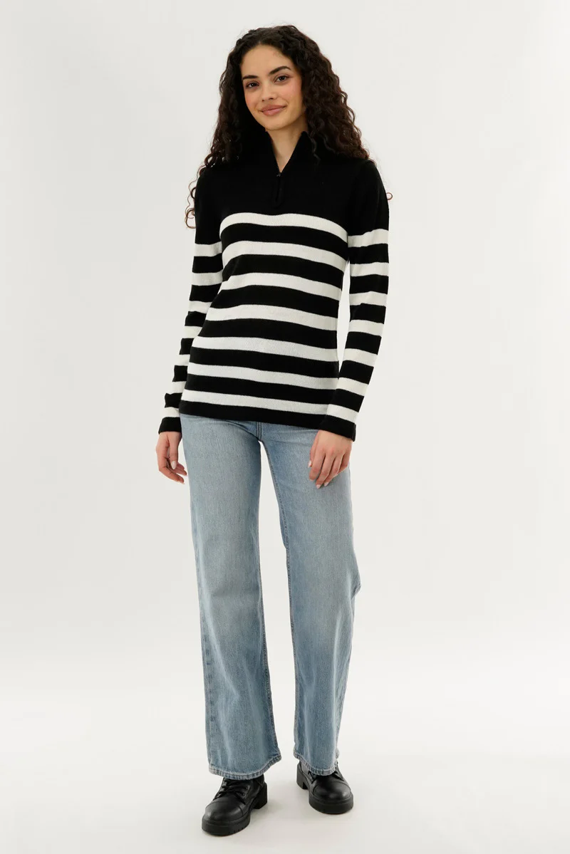 Canada Weather Gear Striped Half Zip Pullover Sweater - Black - Image 5