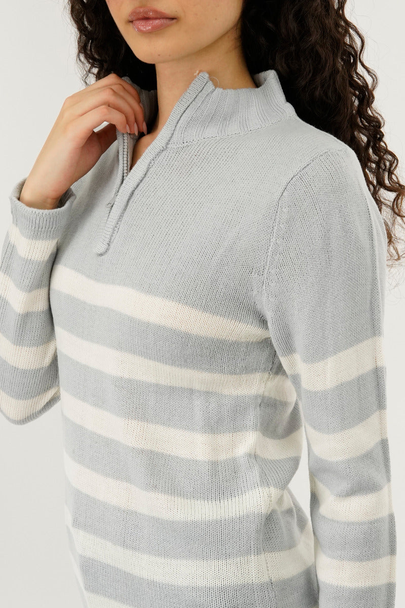 Canada Weather Gear Striped Half Zip Pullover Sweater - Stone - Image 4