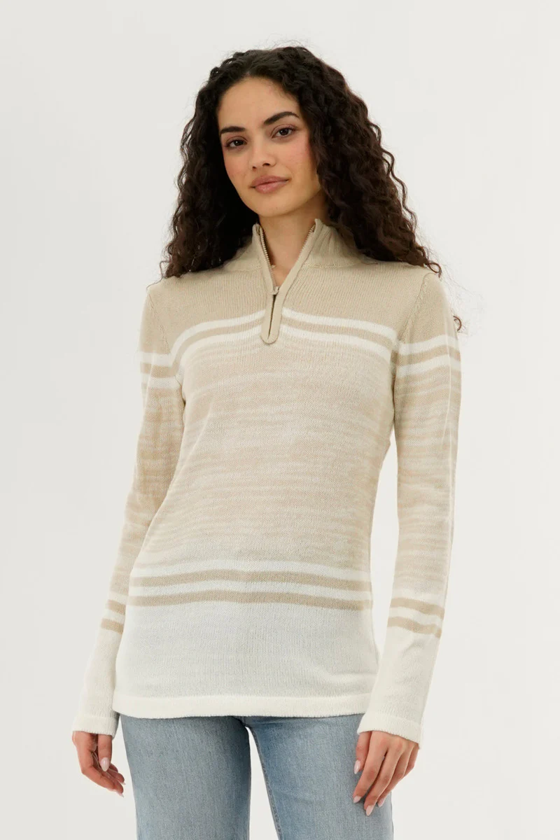 Canada Weather Gear Half Zip Pullover Sweater - Beige