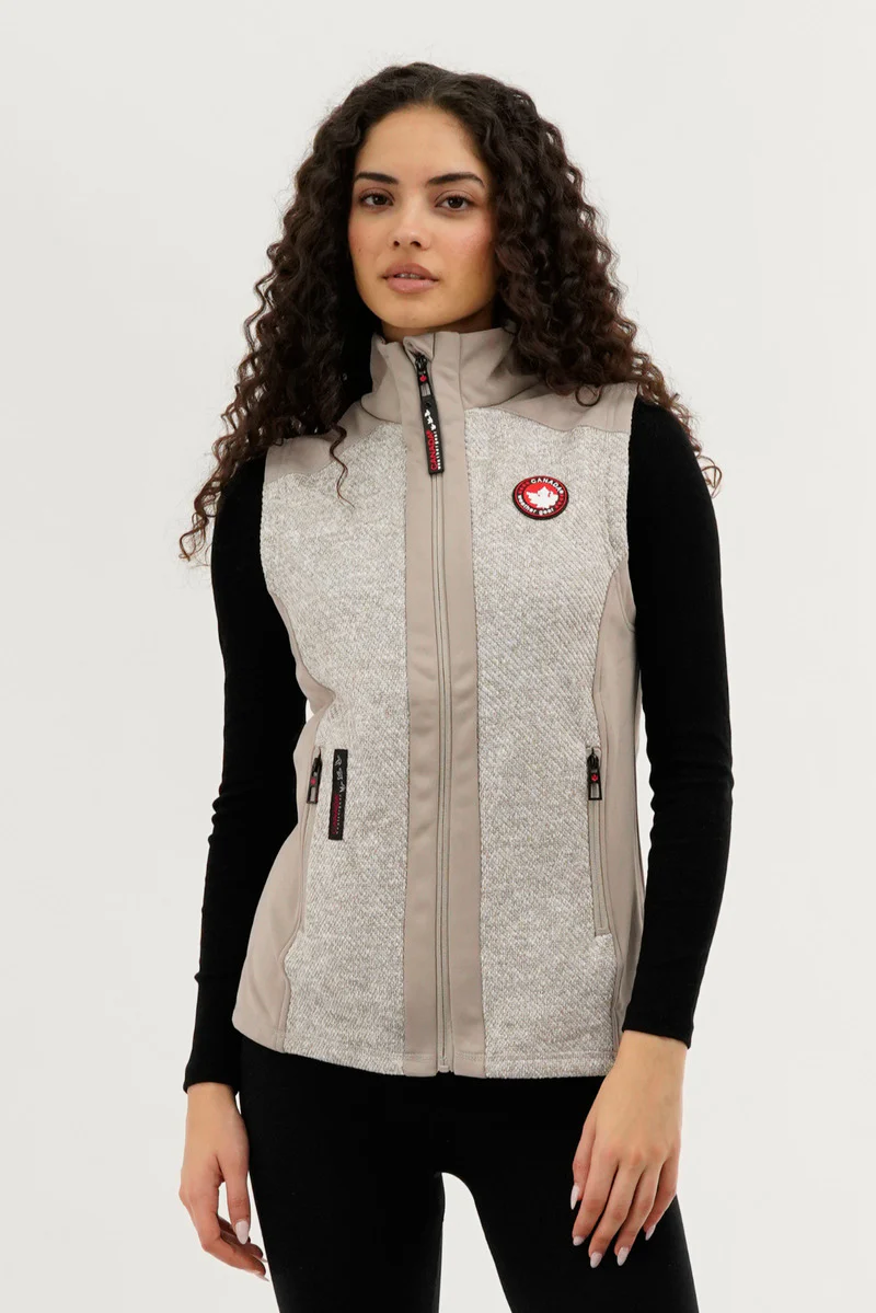 Canada Weather Gear Fleece Zip Up Vest - Cream