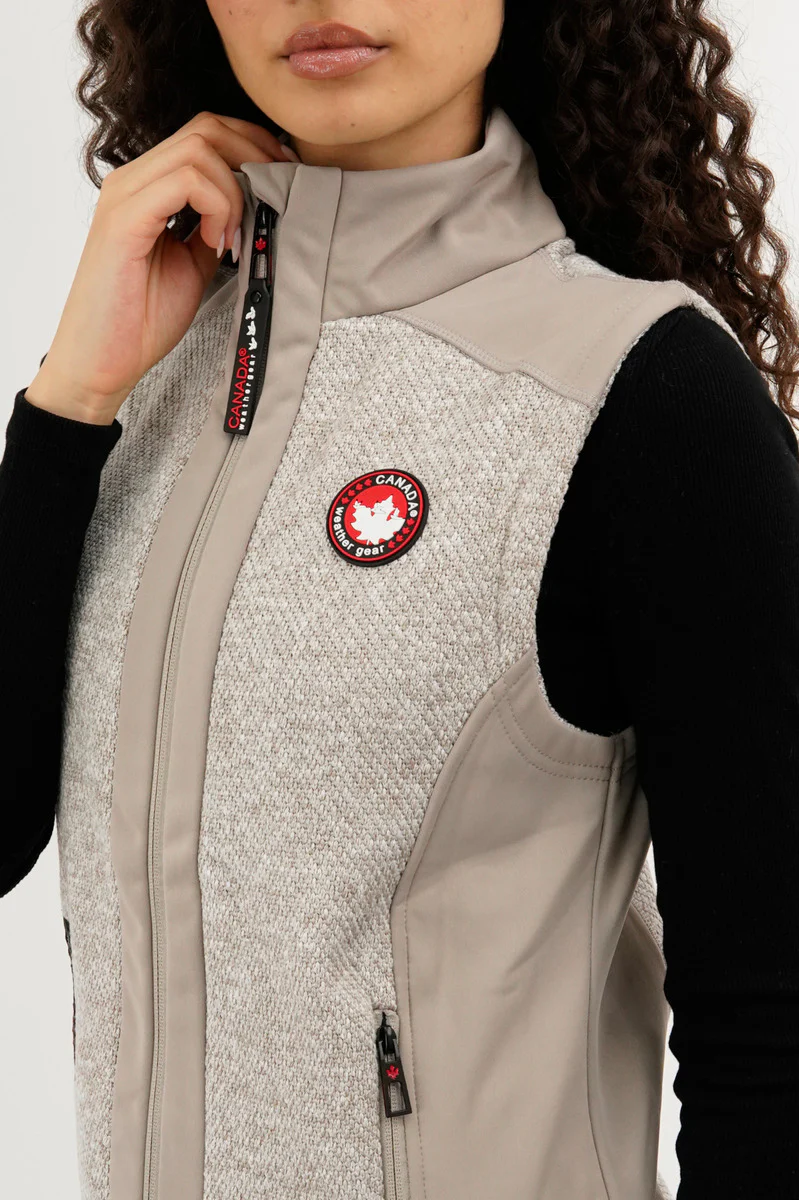 Canada Weather Gear Fleece Zip Up Vest - Cream - Image 4