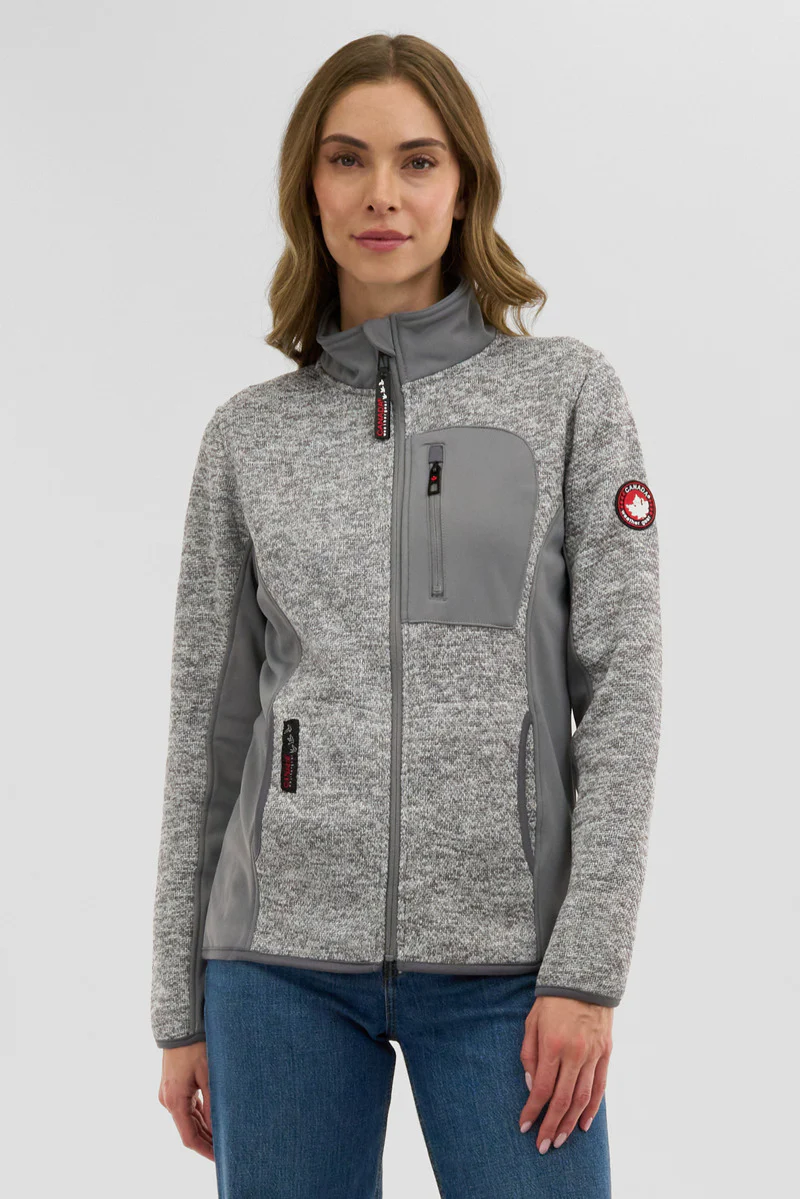 Canada Weather Gear Fleece Zip Up Lightweight Jacket - Grey