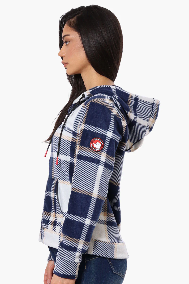Canada Weather Gear Plaid Fleece Hoodie - Navy - Image 2