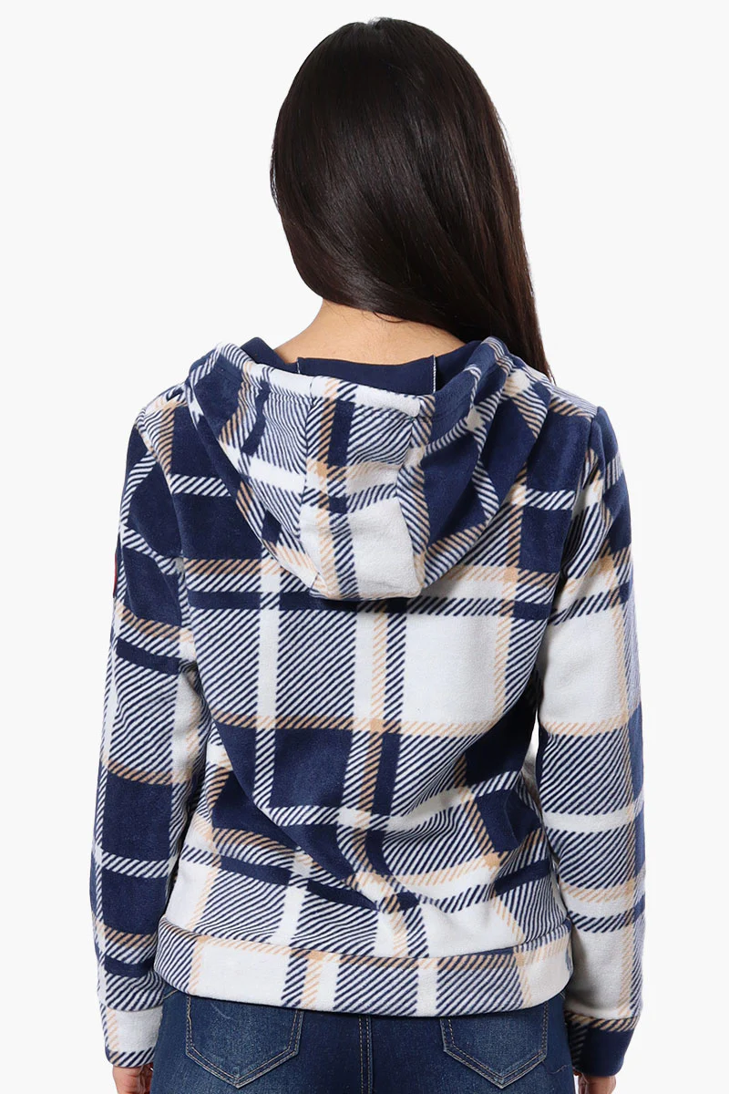 Canada Weather Gear Plaid Fleece Hoodie - Navy - Image 3