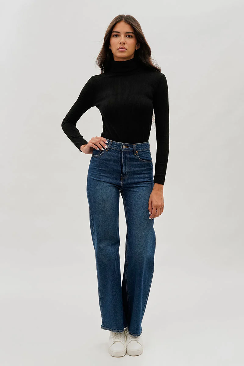 Magazine Ribbed Turtleneck Pullover Sweater - Black - Image 5