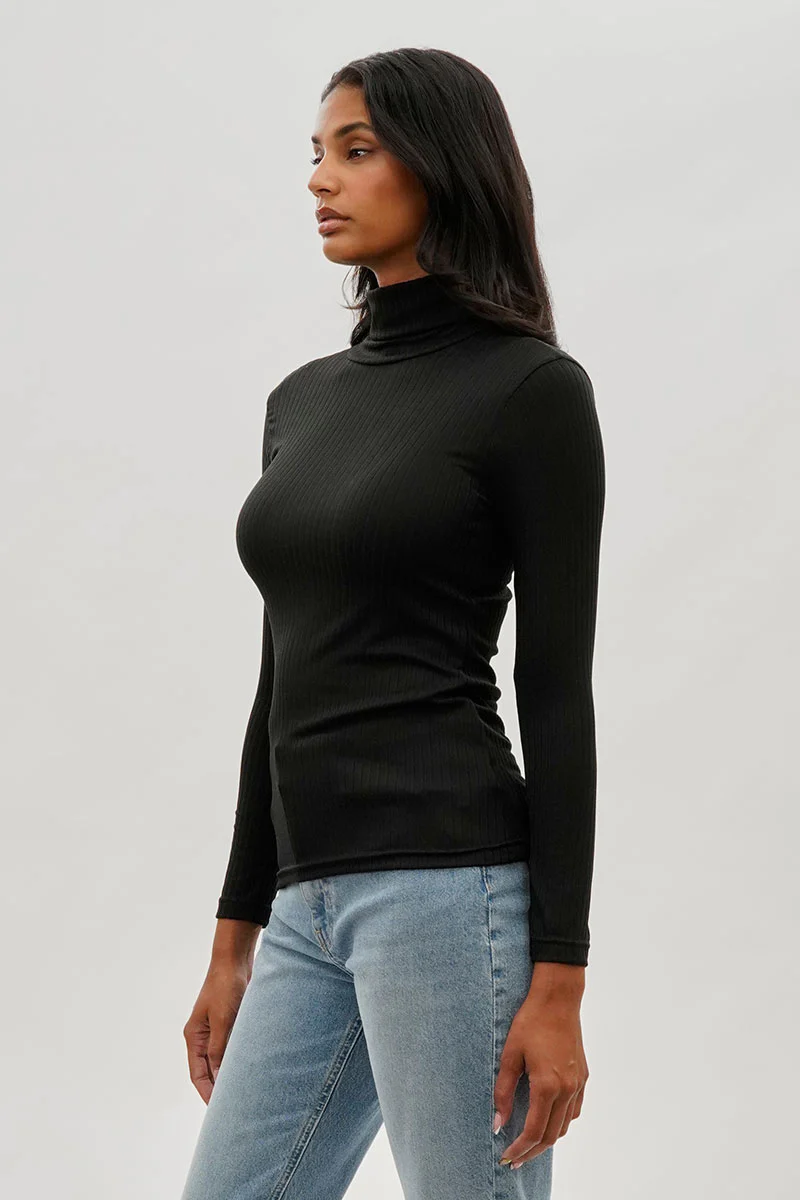Majora Long Sleeve Turtleneck Pullover Sweater - Black - Image 2
