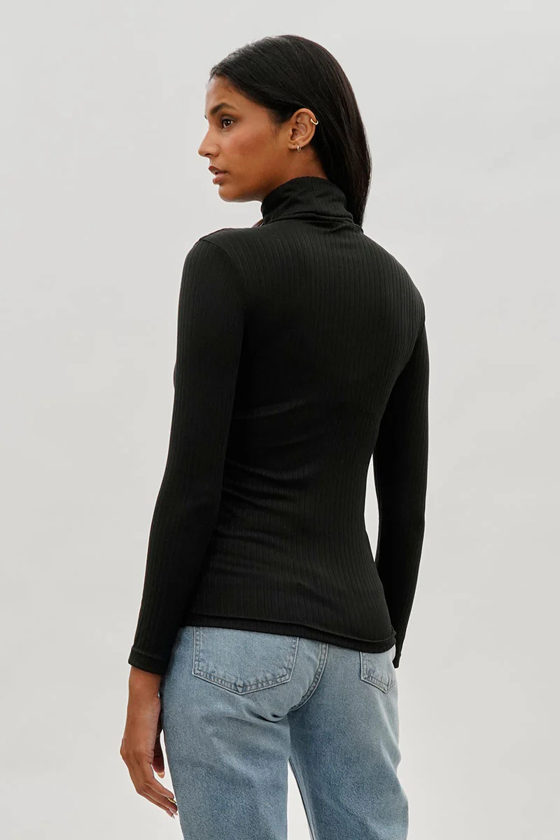 Majora Long Sleeve Turtleneck Pullover Sweater - Black - Image 3