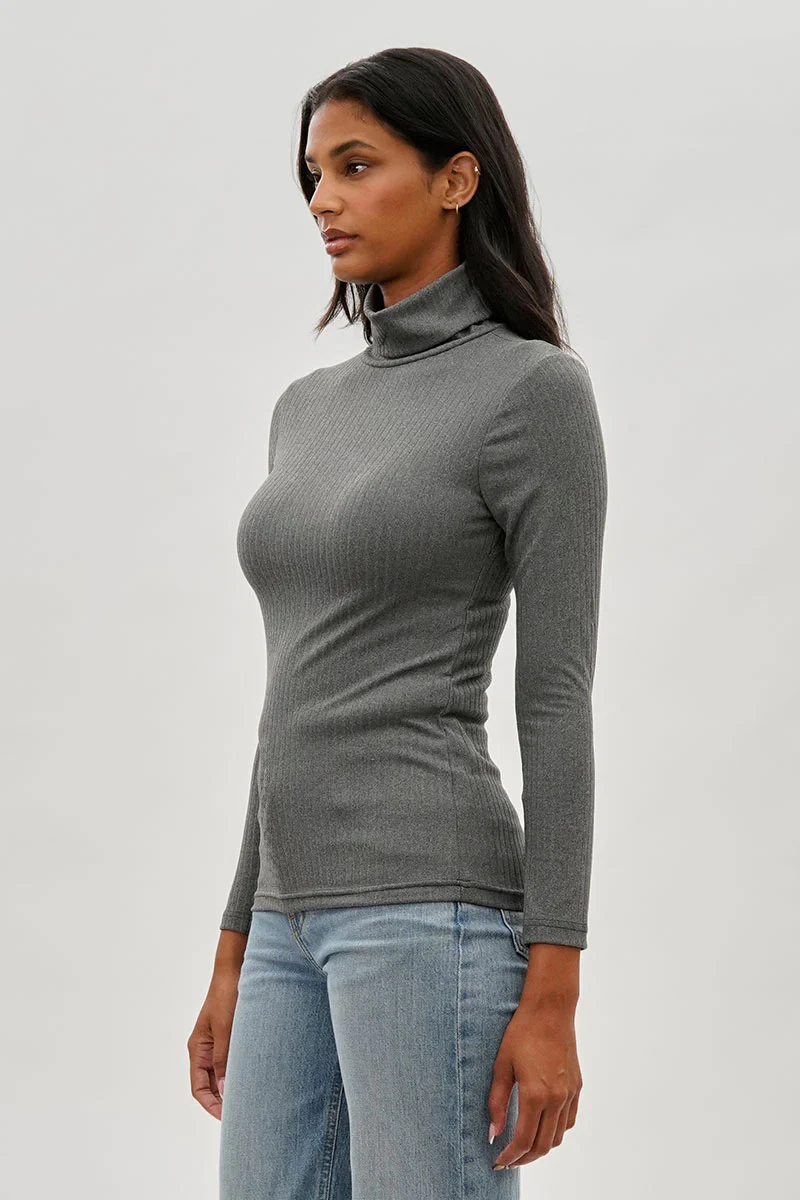 Majora Long Sleeve Turtleneck Pullover Sweater - Grey - Image 2
