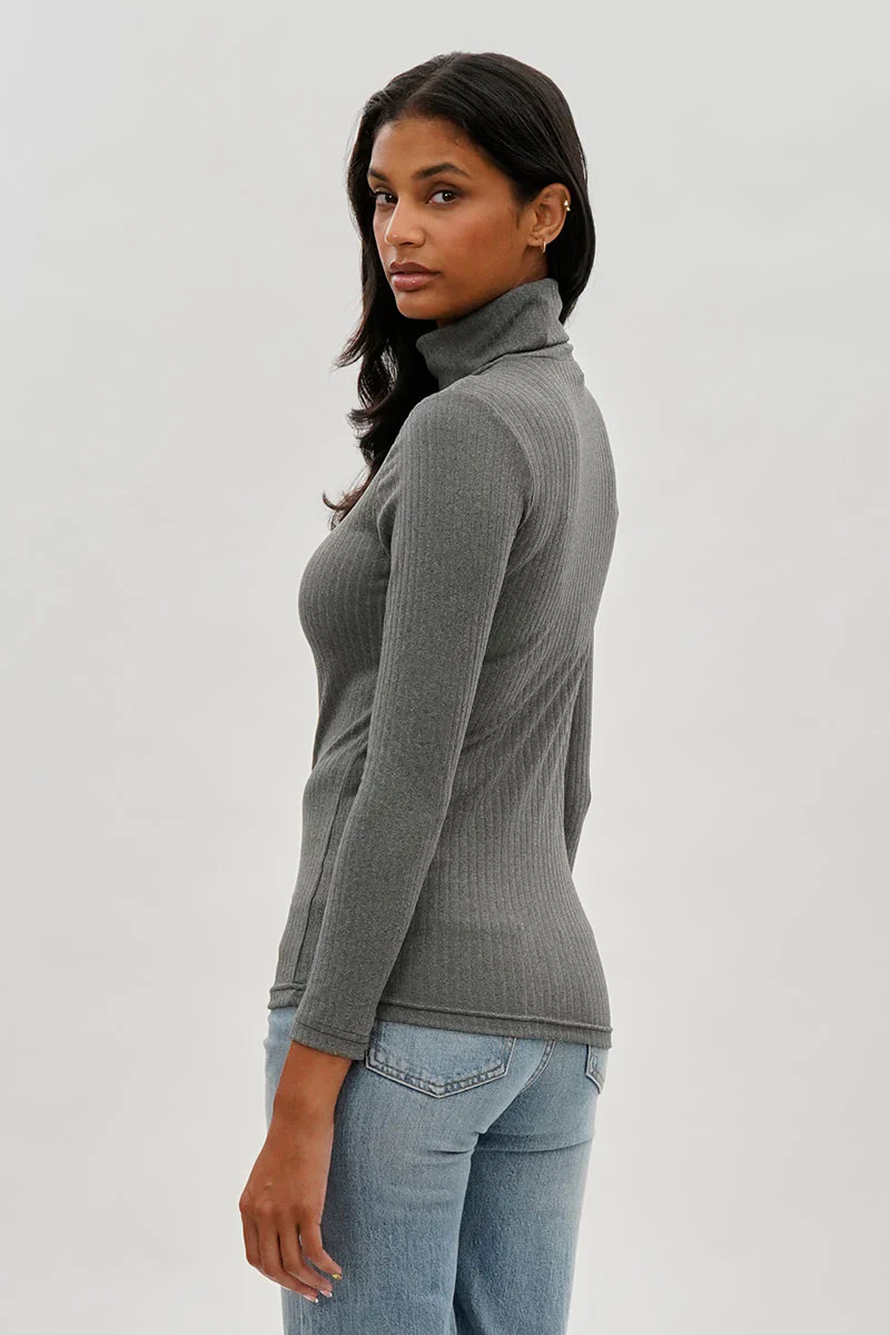 Majora Long Sleeve Turtleneck Pullover Sweater - Grey - Image 3