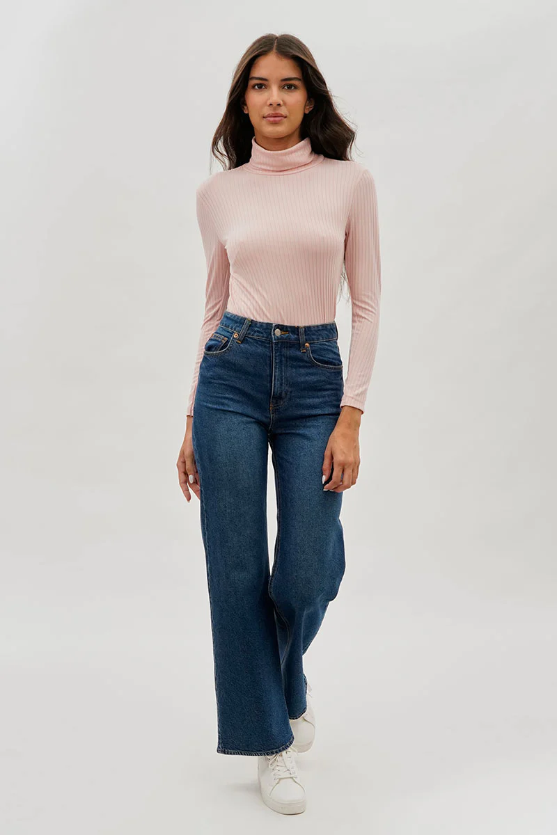 Majora Long Sleeve Turtleneck Pullover Sweater - Blush - Image 5