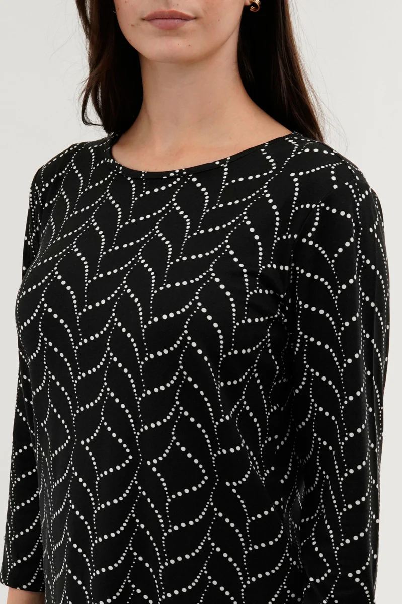 International INC Company Patterned 3/4 Sleeve Blouse - Black - Image 4