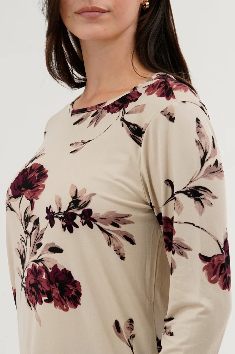 International INC Company Floral 3/4 Sleeve Blouse - Cream - Image 4