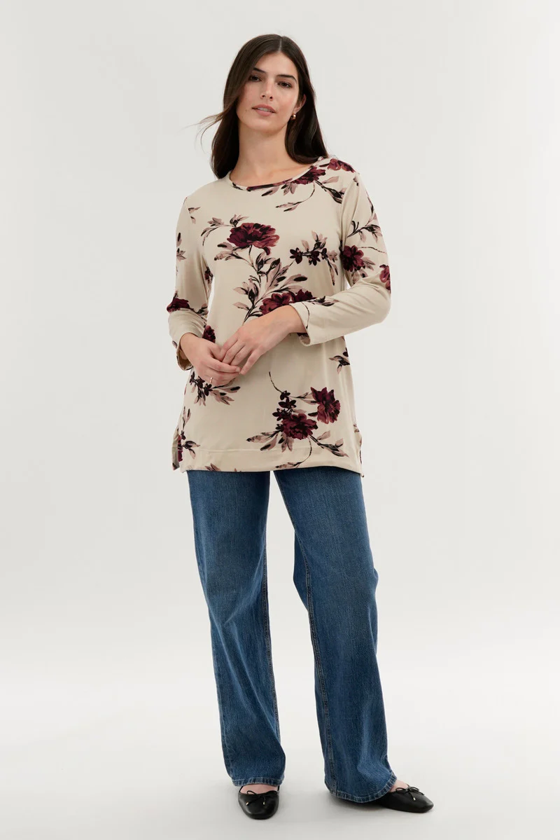 International INC Company Floral 3/4 Sleeve Blouse - Cream - Image 5
