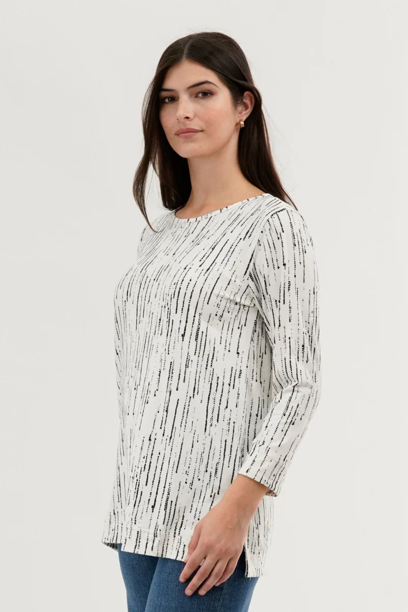 International INC Company Patterned 3/4 Sleeve Blouse - White - Image 2