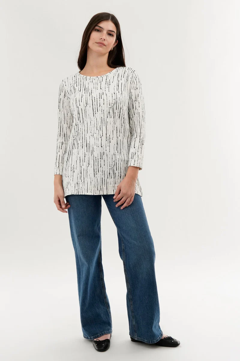 International INC Company Patterned 3/4 Sleeve Blouse - White - Image 5
