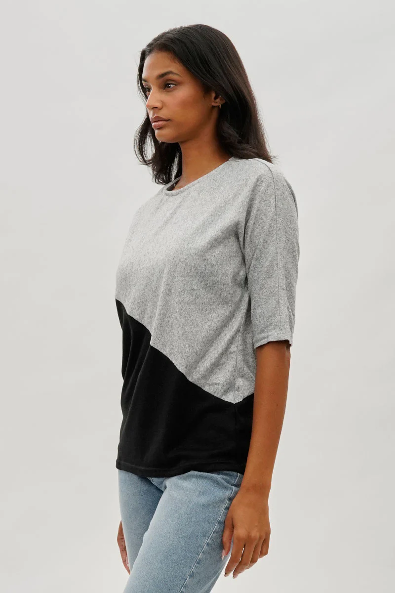 International INC Company Diagonal Colour Block Tee - Grey - Image 2