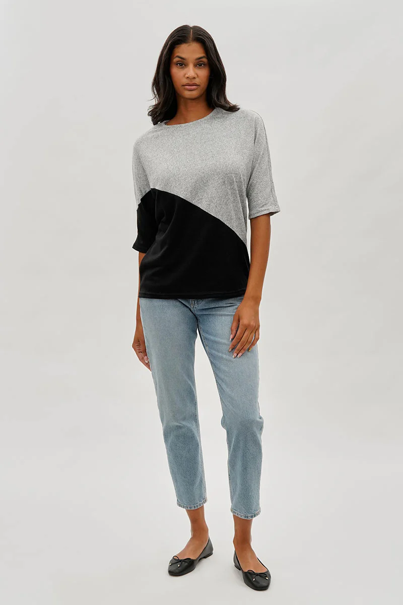 International INC Company Diagonal Colour Block Tee - Grey - Image 5