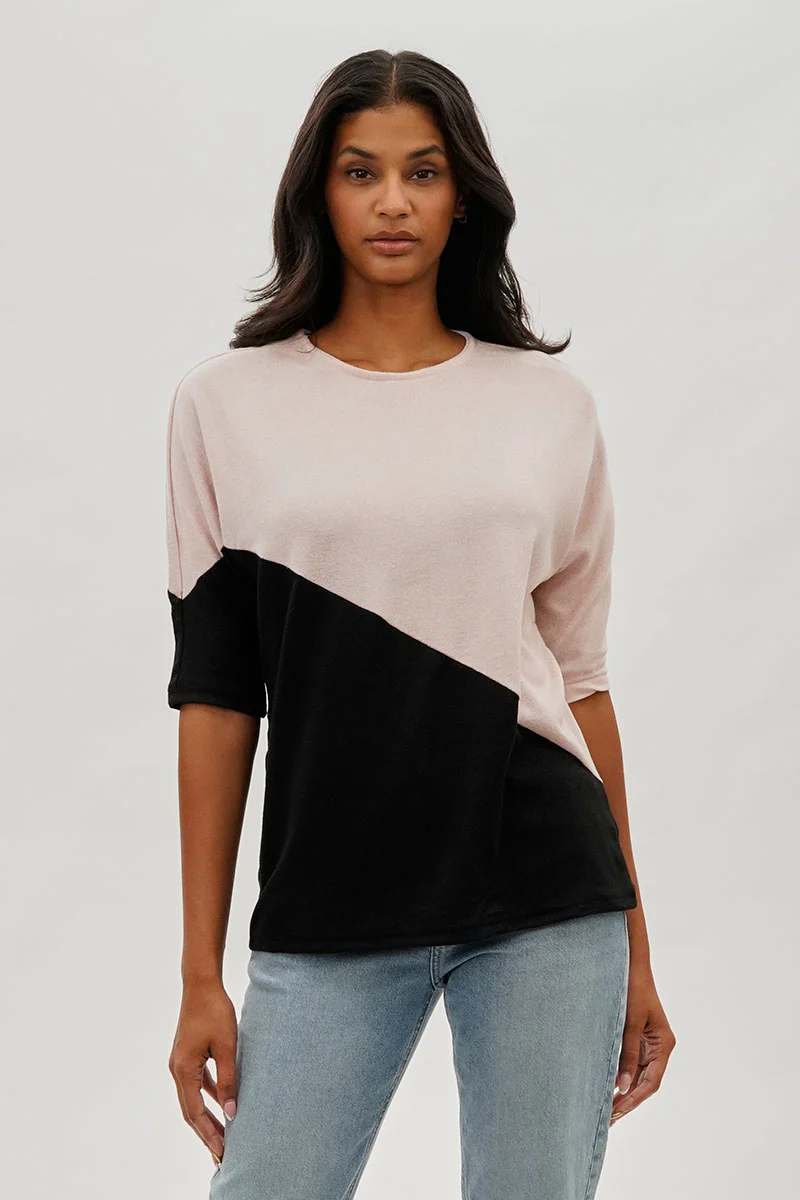 International INC Company Diagonal Colour Block Tee - Pink