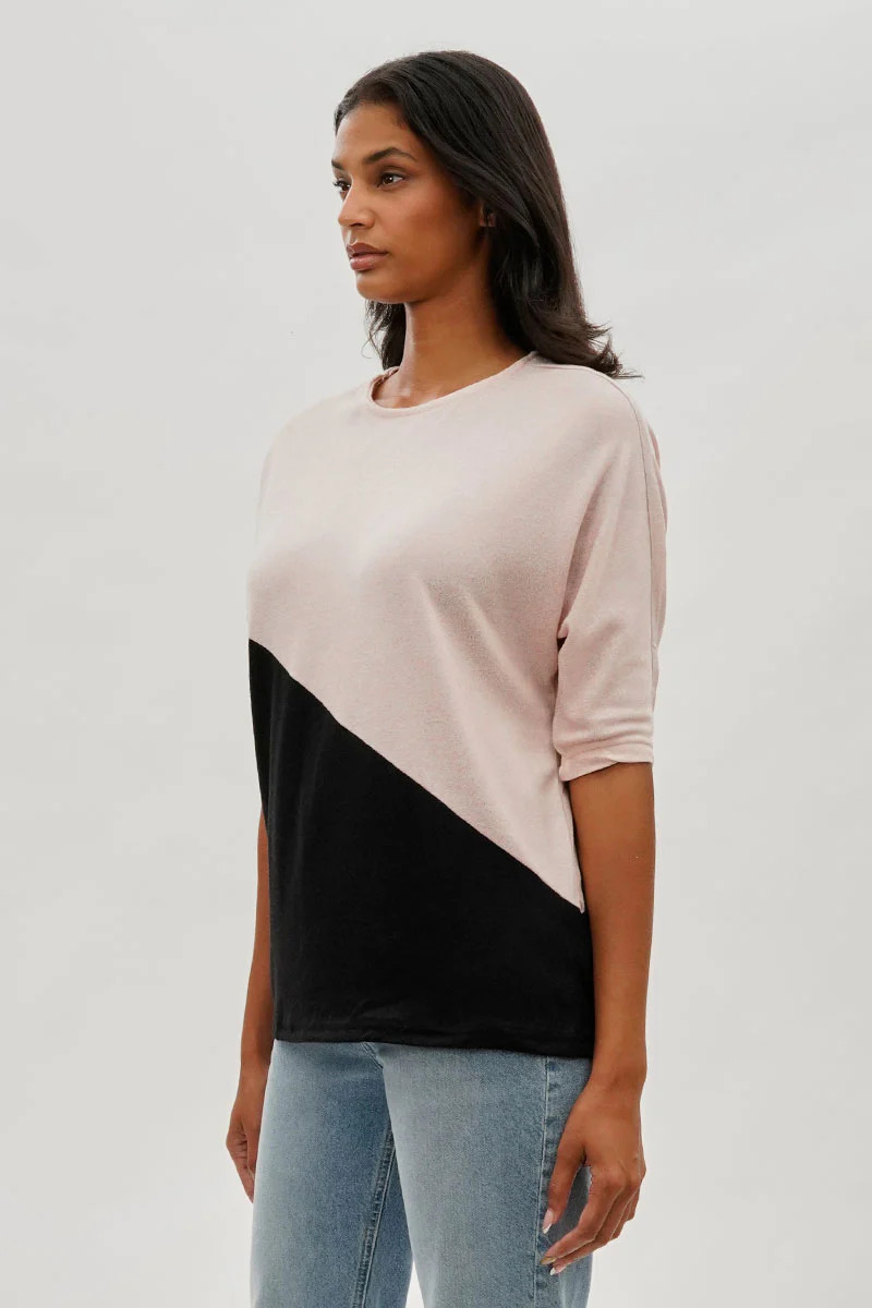 International INC Company Diagonal Colour Block Tee - Pink - Image 2