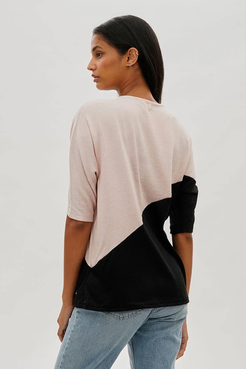International INC Company Diagonal Colour Block Tee - Pink - Image 3