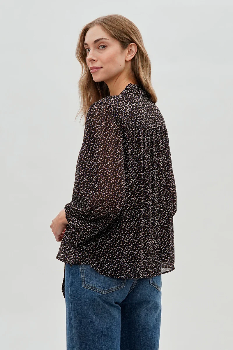 Beechers Brook Tie-Neck Chiffon Blouse - Black - Image 3