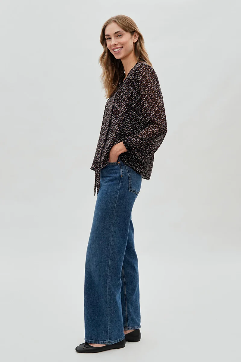 Beechers Brook Tie-Neck Chiffon Blouse - Black - Image 5