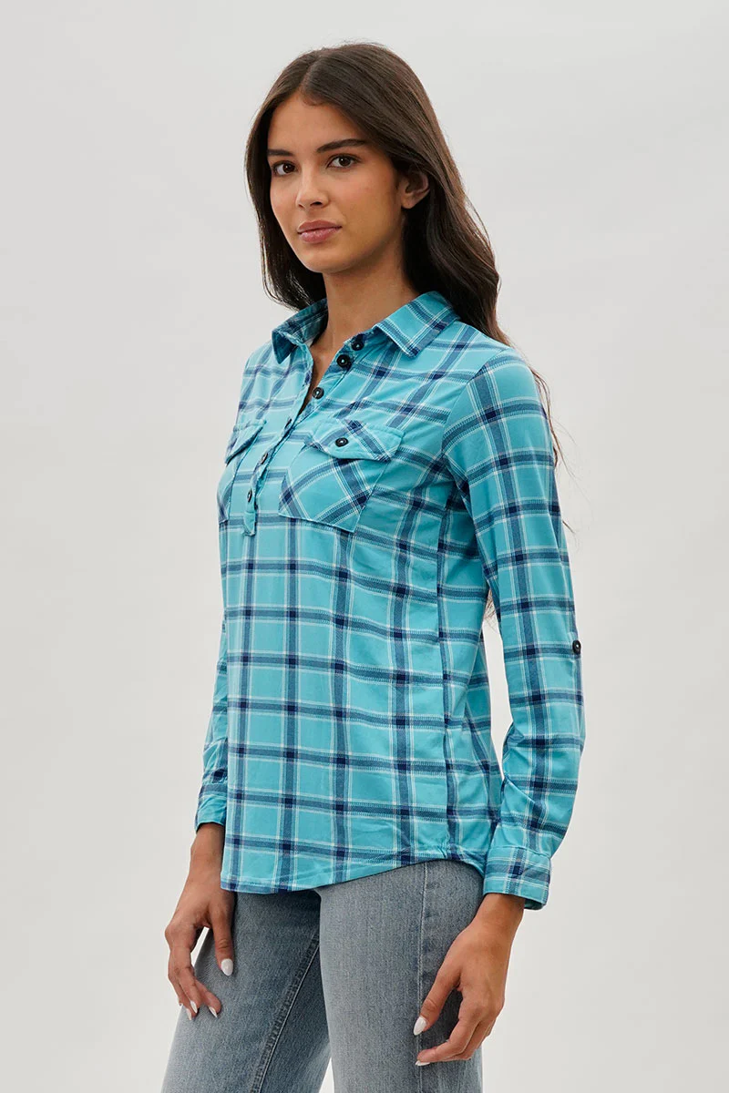 Urbanology Plaid Button Down Shirt - Blue - Image 2