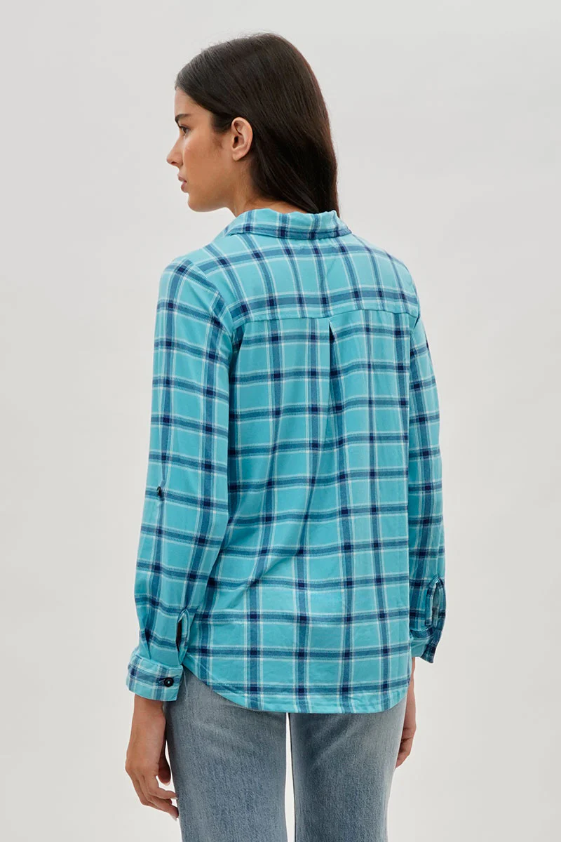 Urbanology Plaid Button Down Shirt - Blue - Image 3
