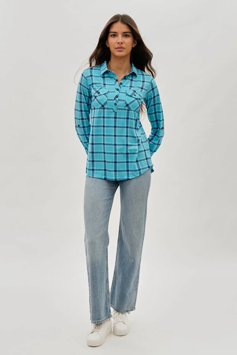 Urbanology Plaid Button Down Shirt - Blue - Image 5