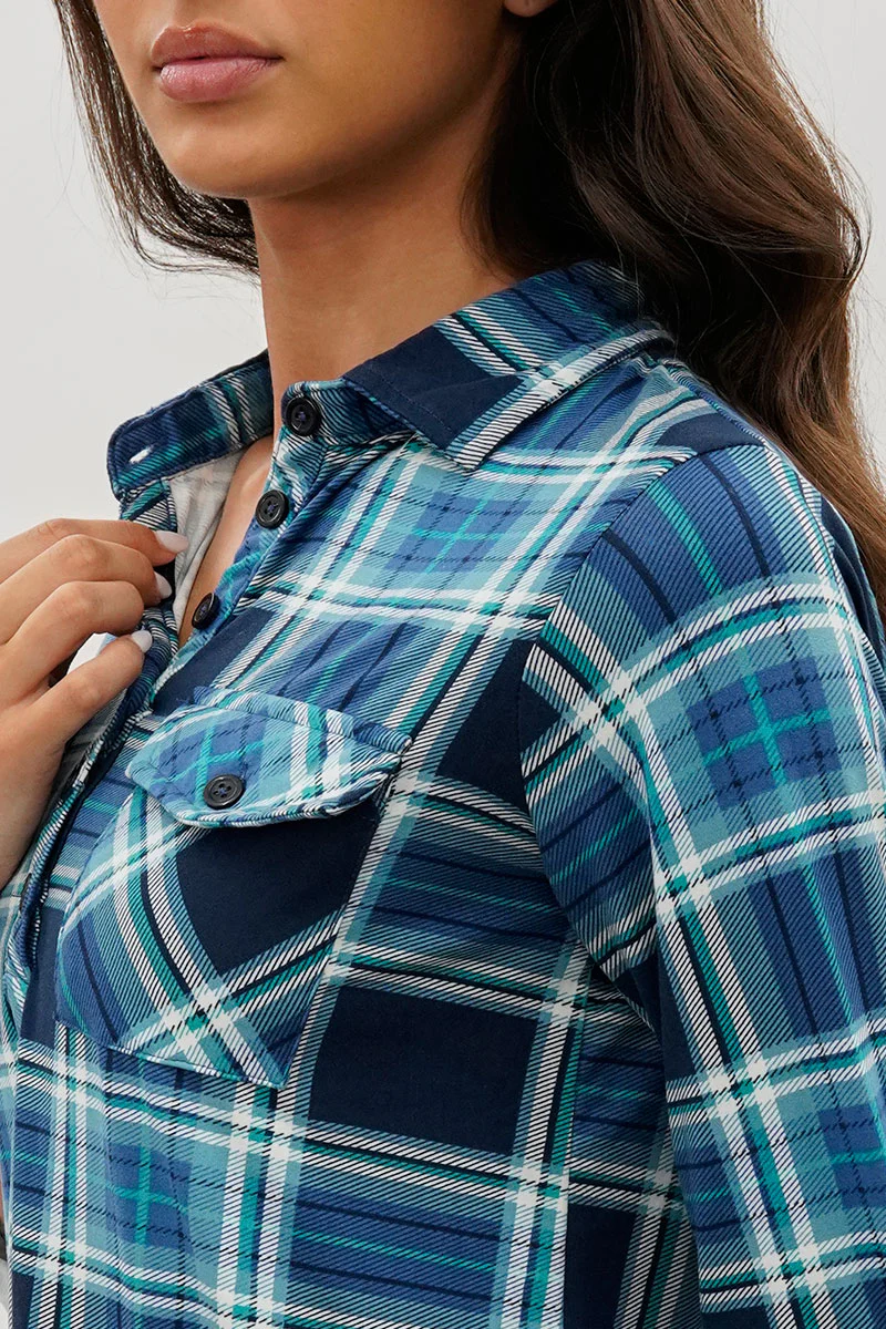 Urbanology Plaid Button Down Shirt - Navy - Image 4