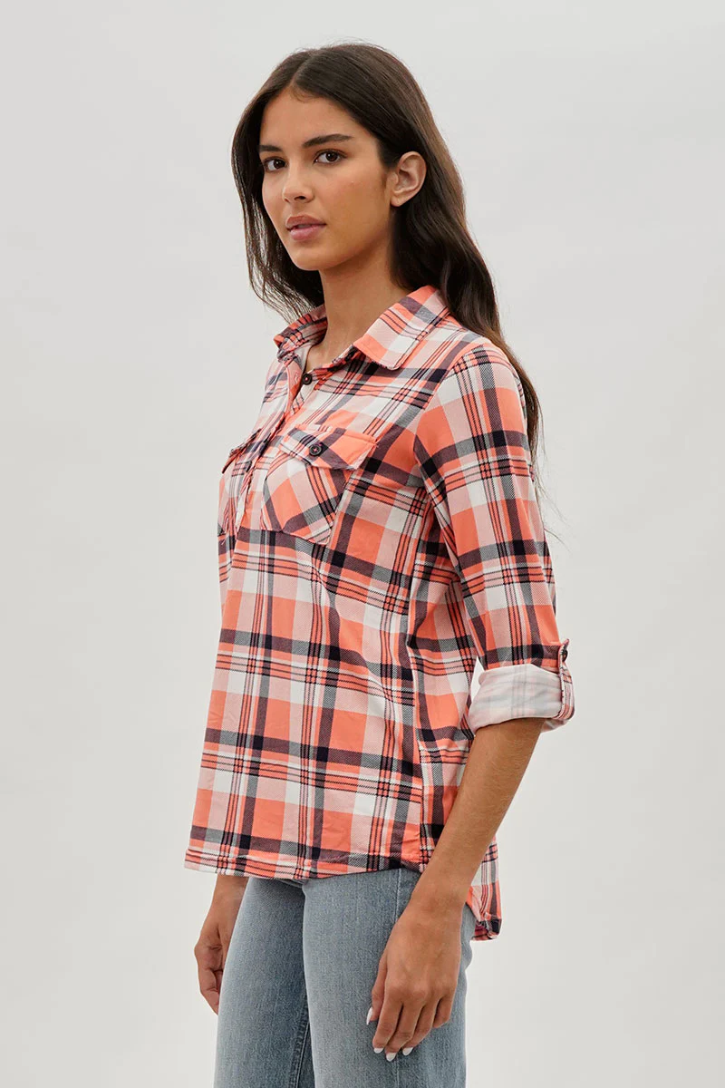 Urbanology Plaid Button Down Shirt - Pink - Image 2