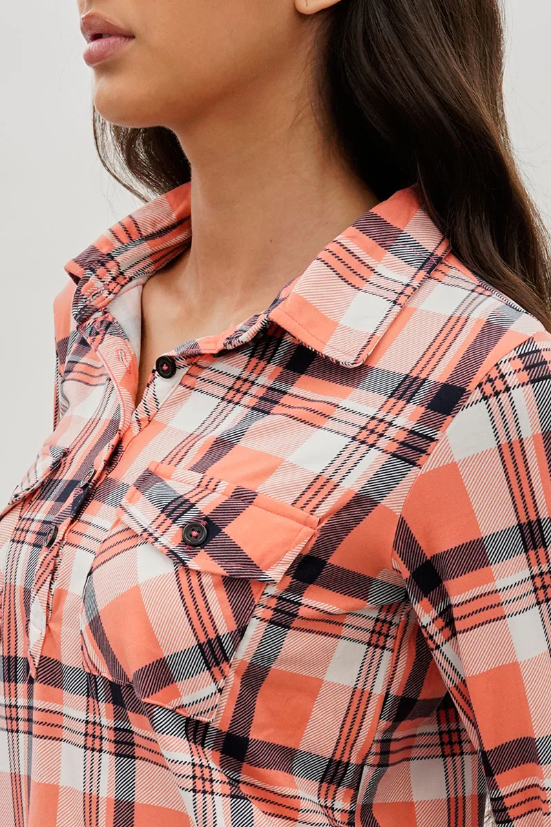 Urbanology Plaid Button Down Shirt - Pink - Image 4