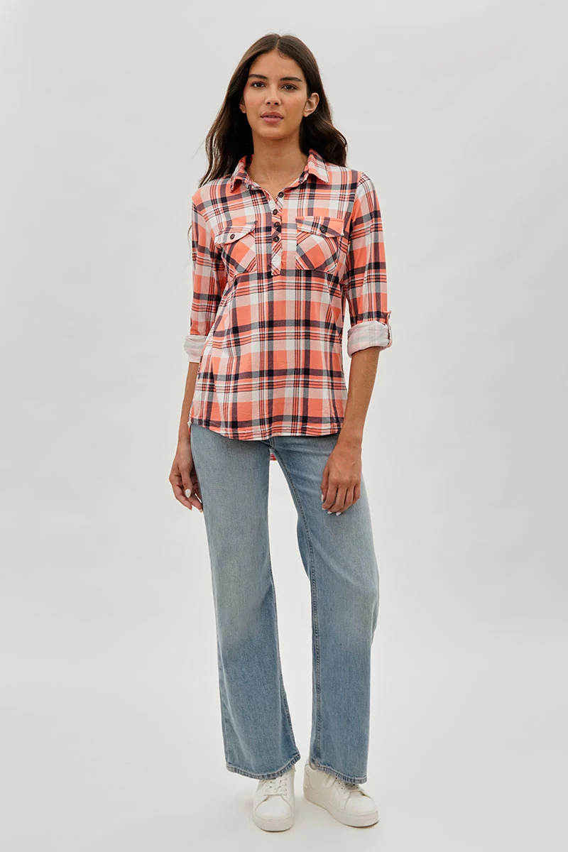 Urbanology Plaid Button Down Shirt - Pink - Image 5