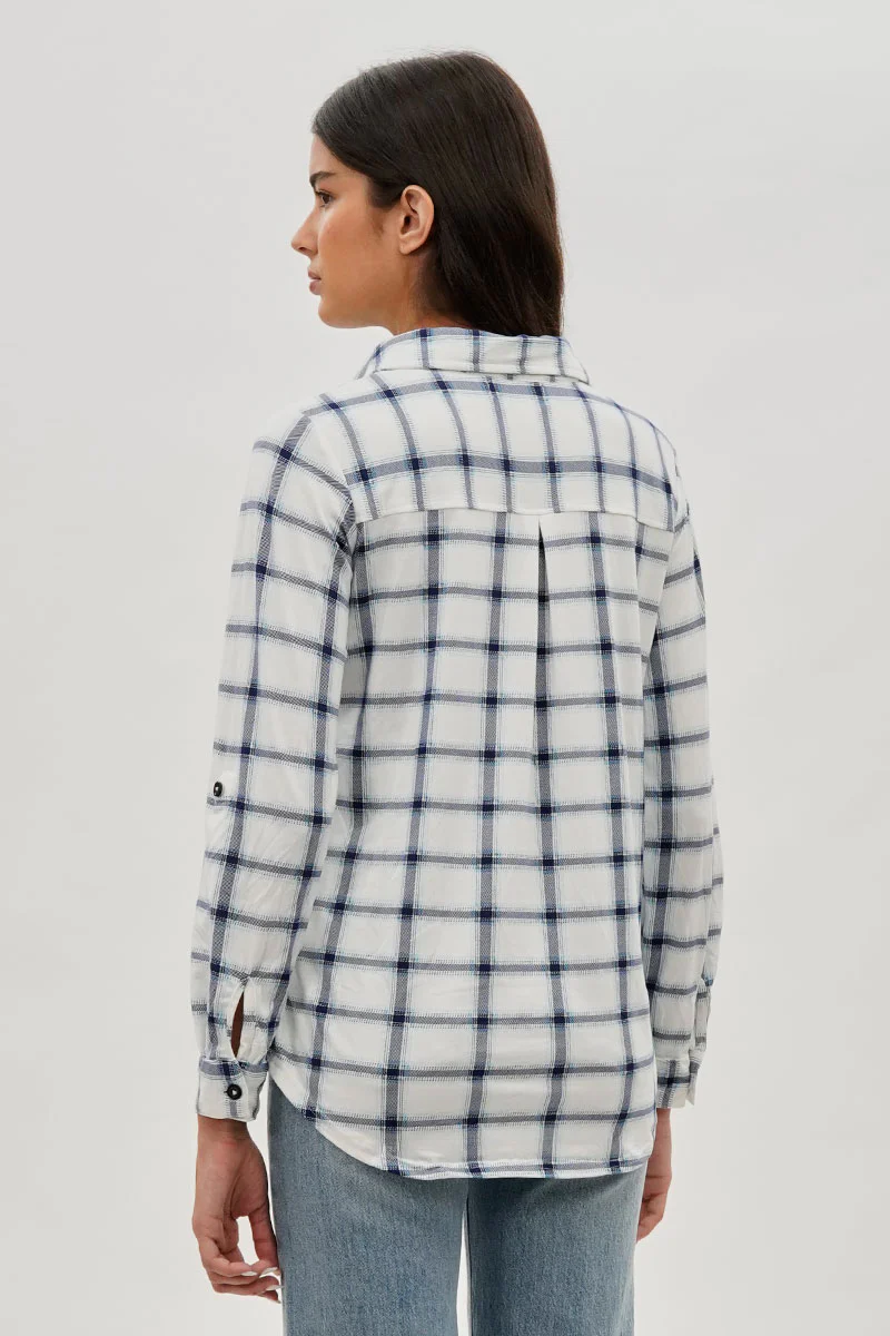 Urbanology Plaid Button Down Shirt - White - Image 3